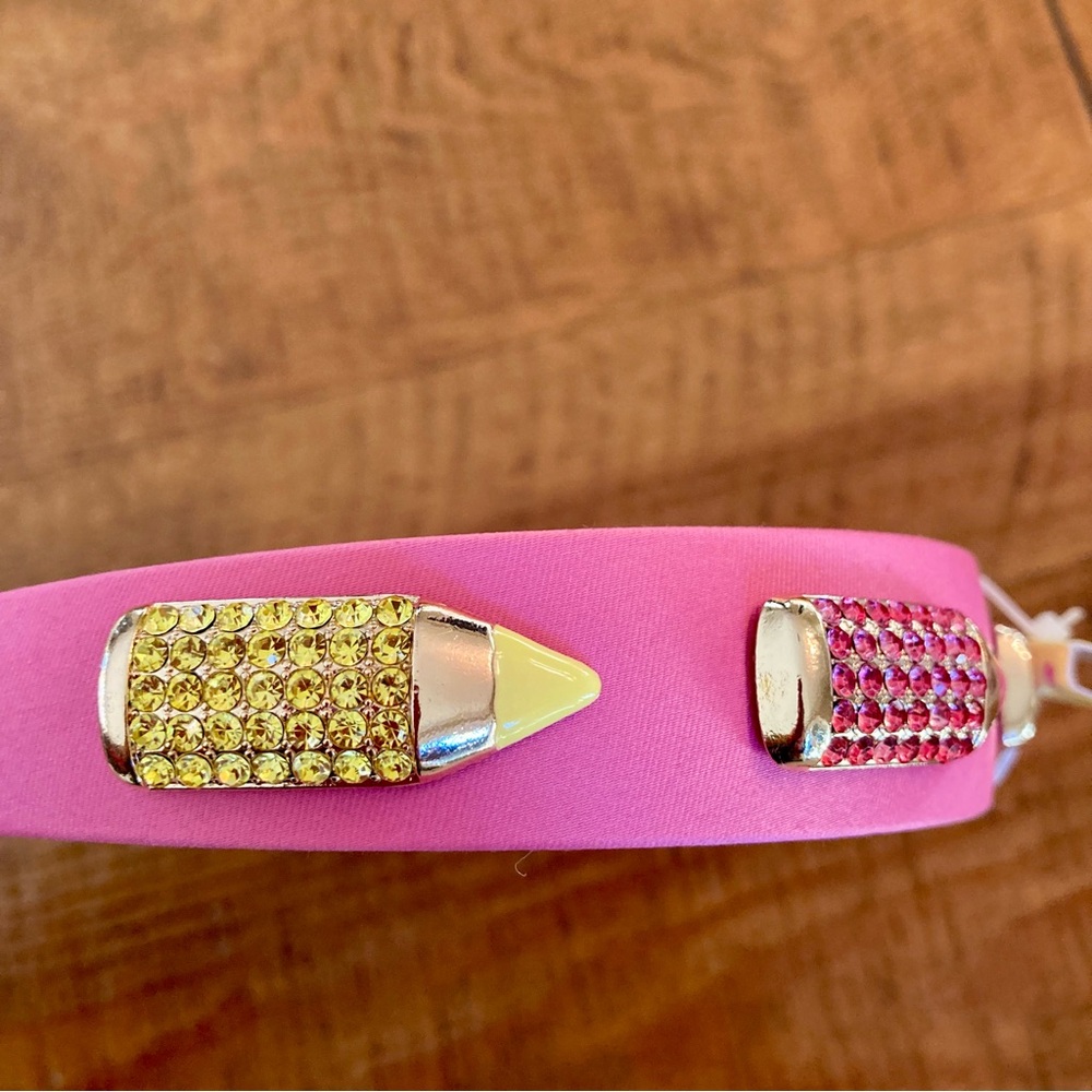 NEW Piper K Pink Fabric Headband w/ Yellow Green Blue Pink Rhinestone Pencils - Picture 3 of 7